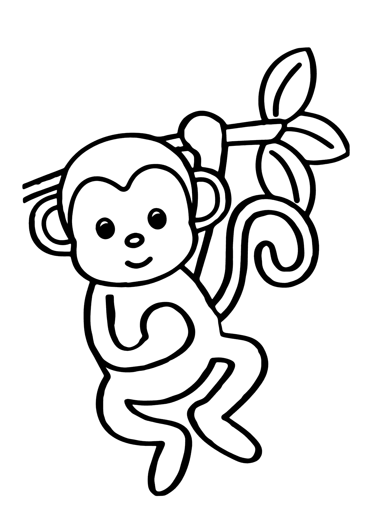Desenho de Macaco pendurado em um galho para Colorir - Colorir.com