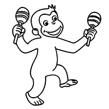 Macaco fácil sorrindo para colorir