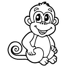 Macaco fácil sorrindo para colorir