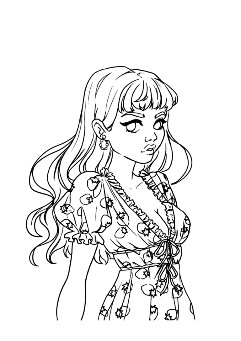 Menina bonita e meiga para colorir - Imprimir Desenhos