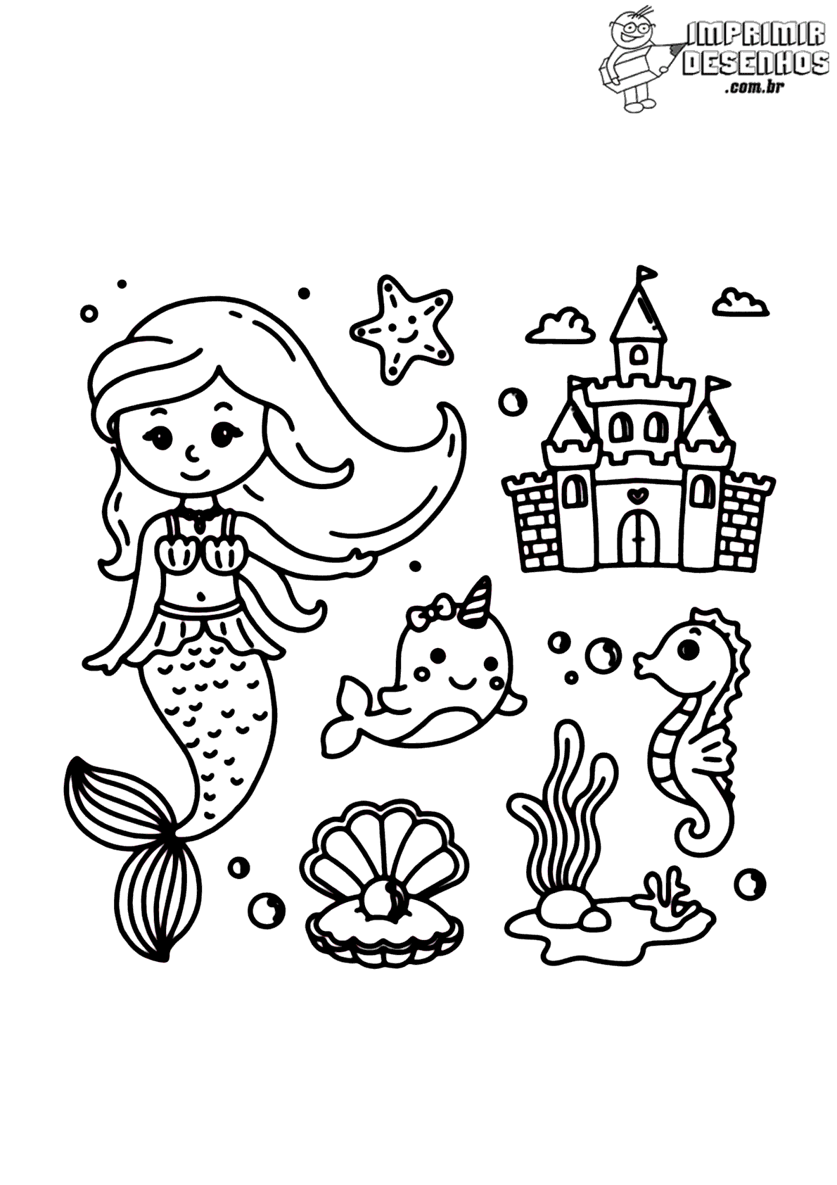 desenho de sereia nadadora para colorir para crianças 7819091 Vetor no  Vecteezy
