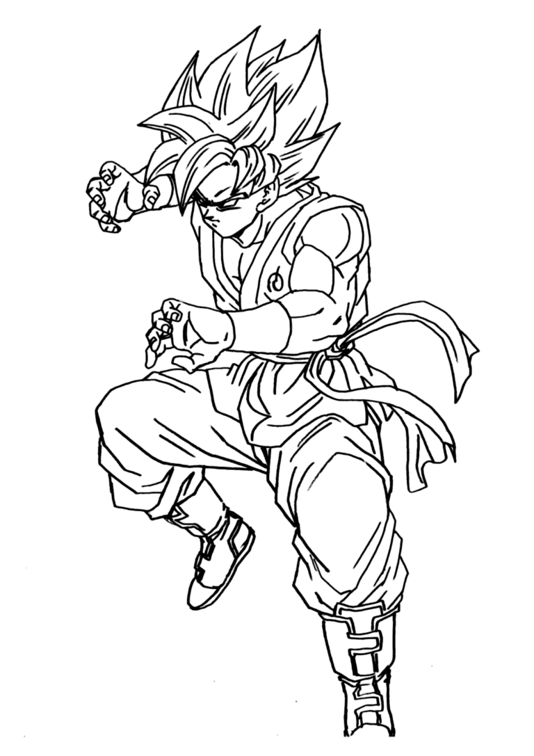 Goku preparado para lutar para colorir e pintar - Imprimir Desenhos