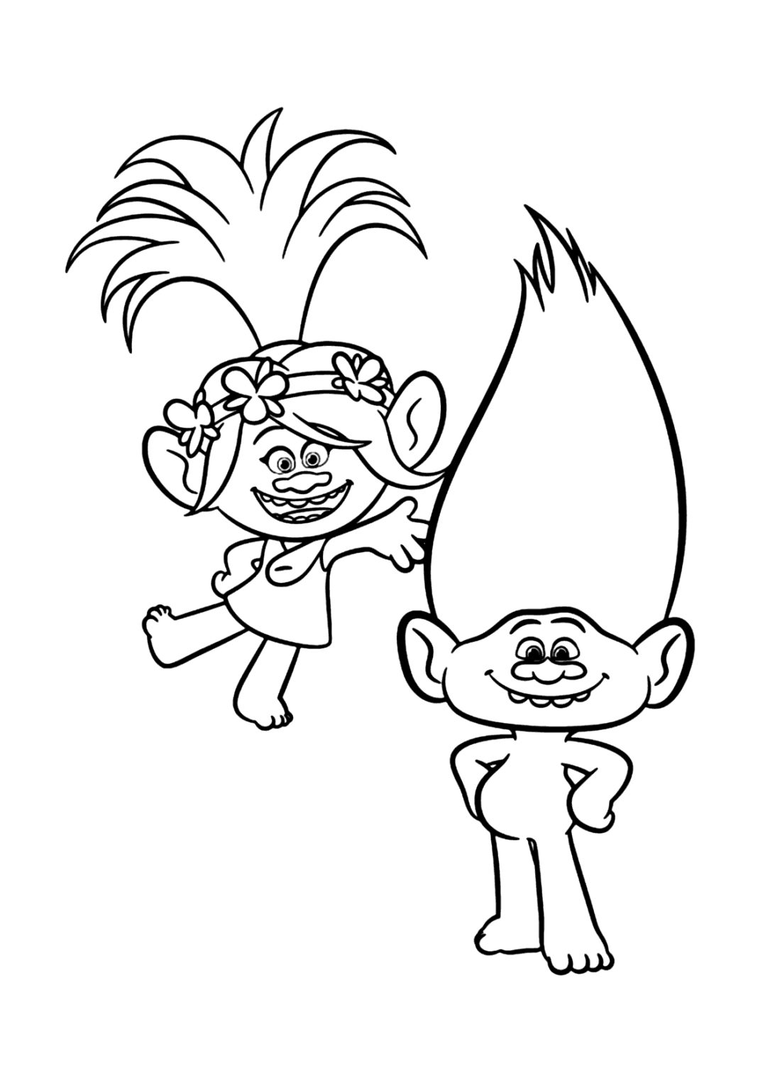 Trolls Sorrindo Para Colorir - Imprimir Desenhos