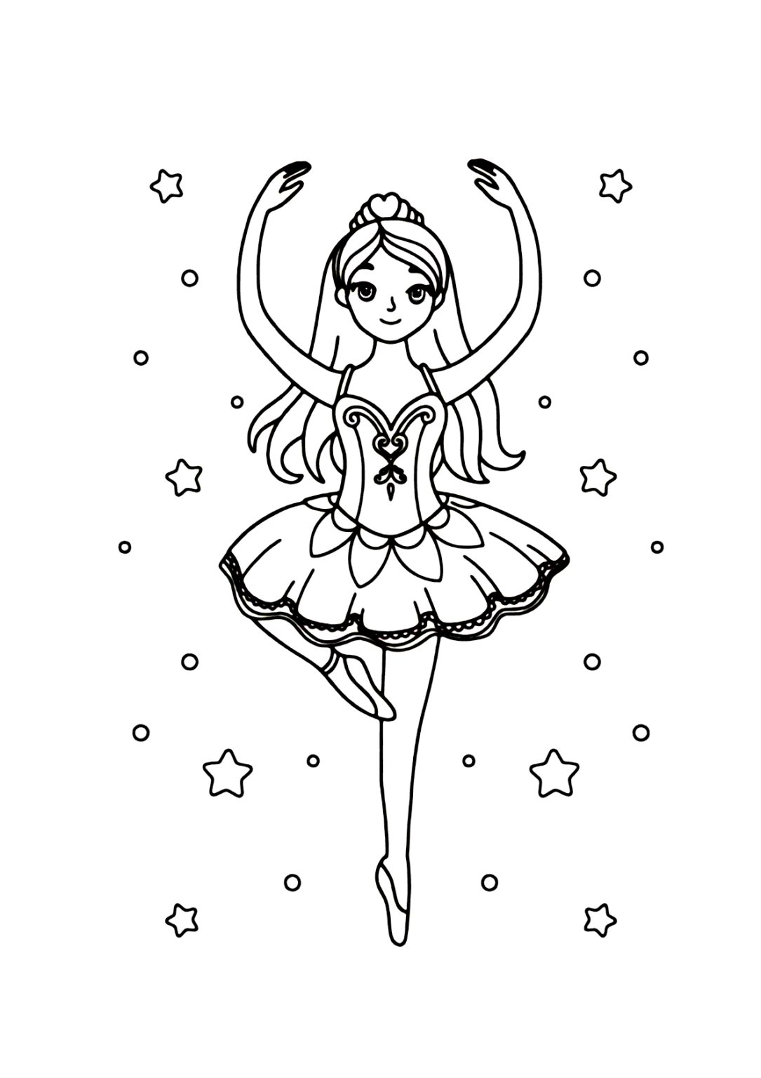 Bailarina e estrelinhas para colorir - Imprimir Desenhos