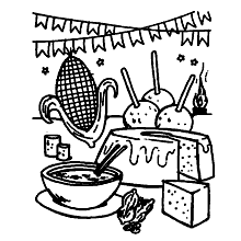 desenhos de festa junina para colorir comida
