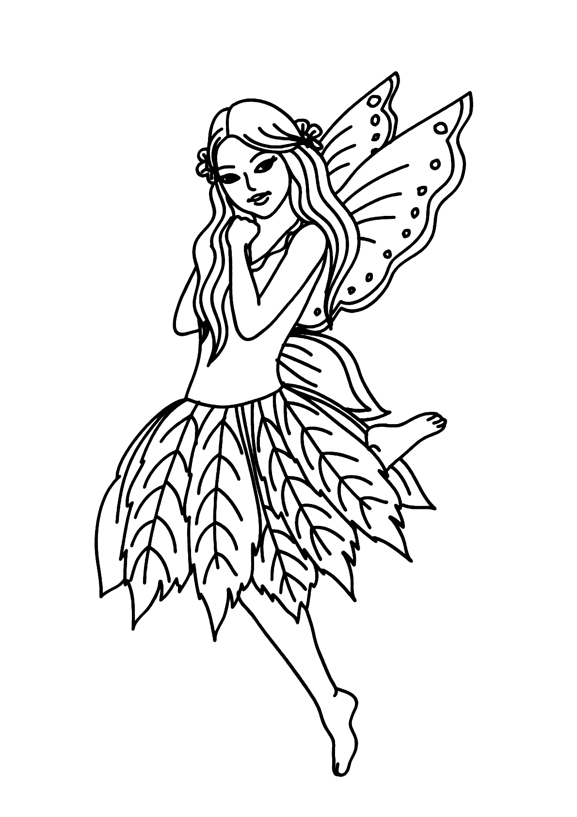 Desenho de uma linda fada para colorir para imprimir