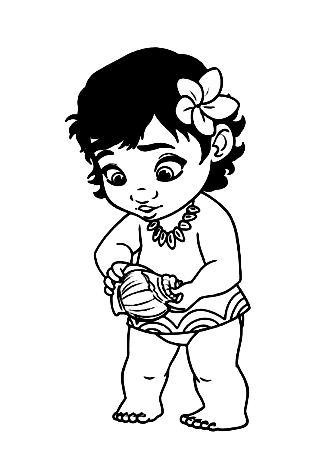 Moana Com Concha Para Colorir Imprimir Desenhos