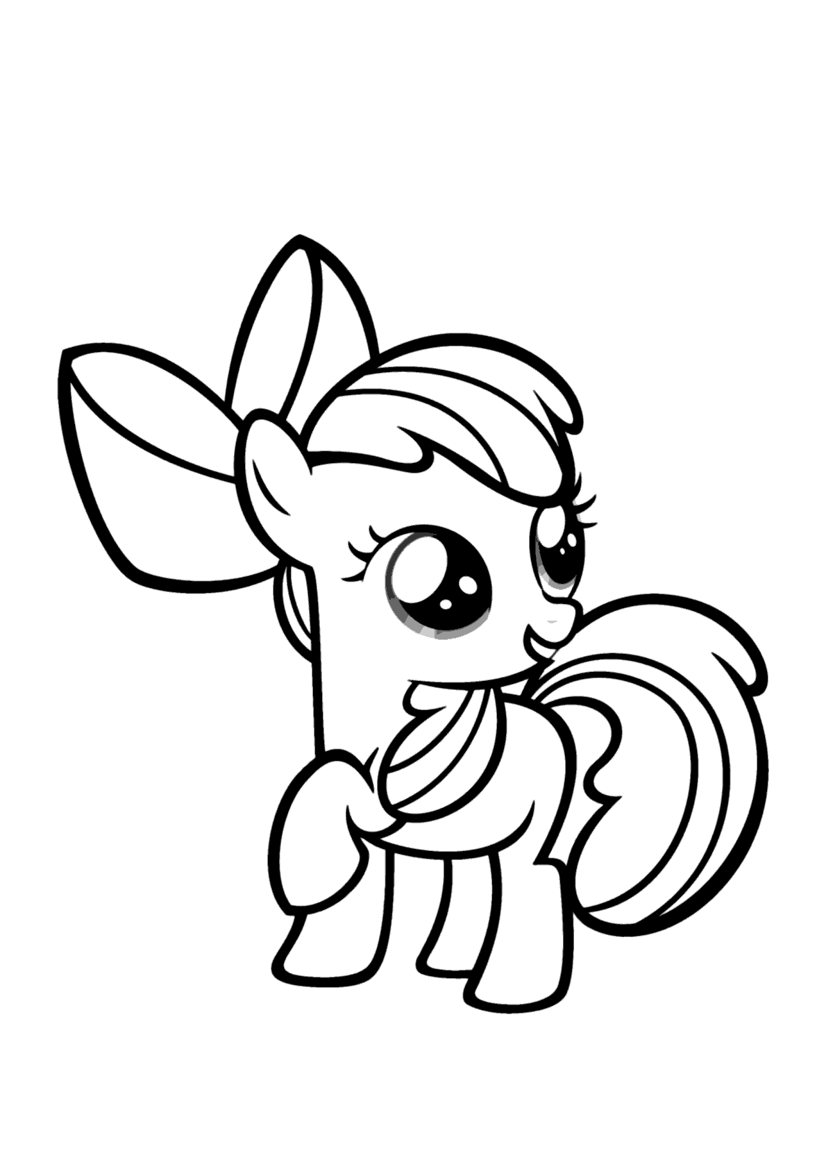 Pony com laço para colorir - Imprimir Desenhos