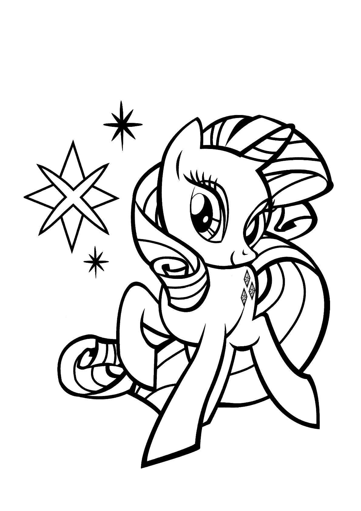 Pony com laço para colorir - Imprimir Desenhos