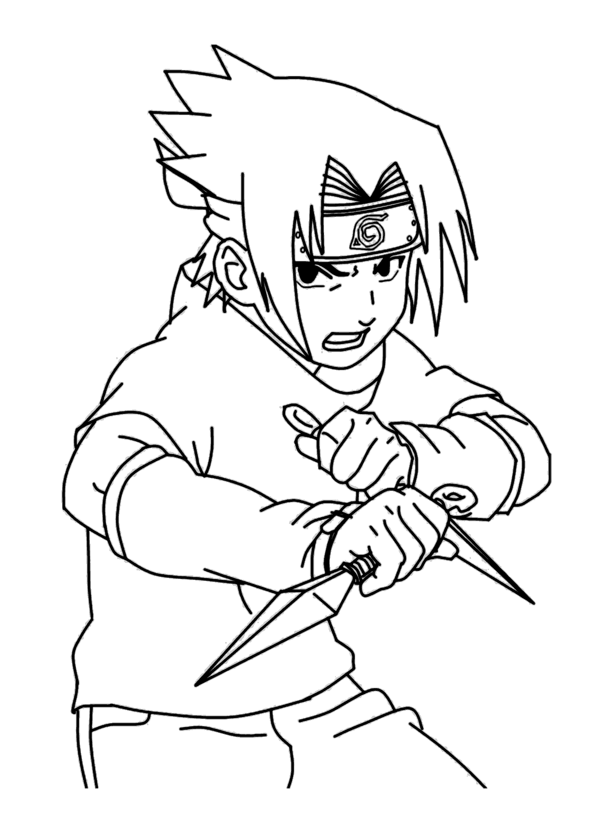 Sasuke Com Espada A4 para colorir