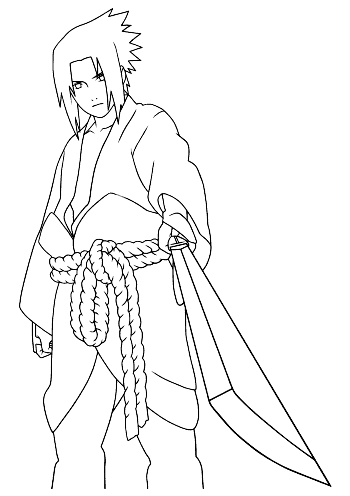 Sasuke Com Espada A4 para colorir