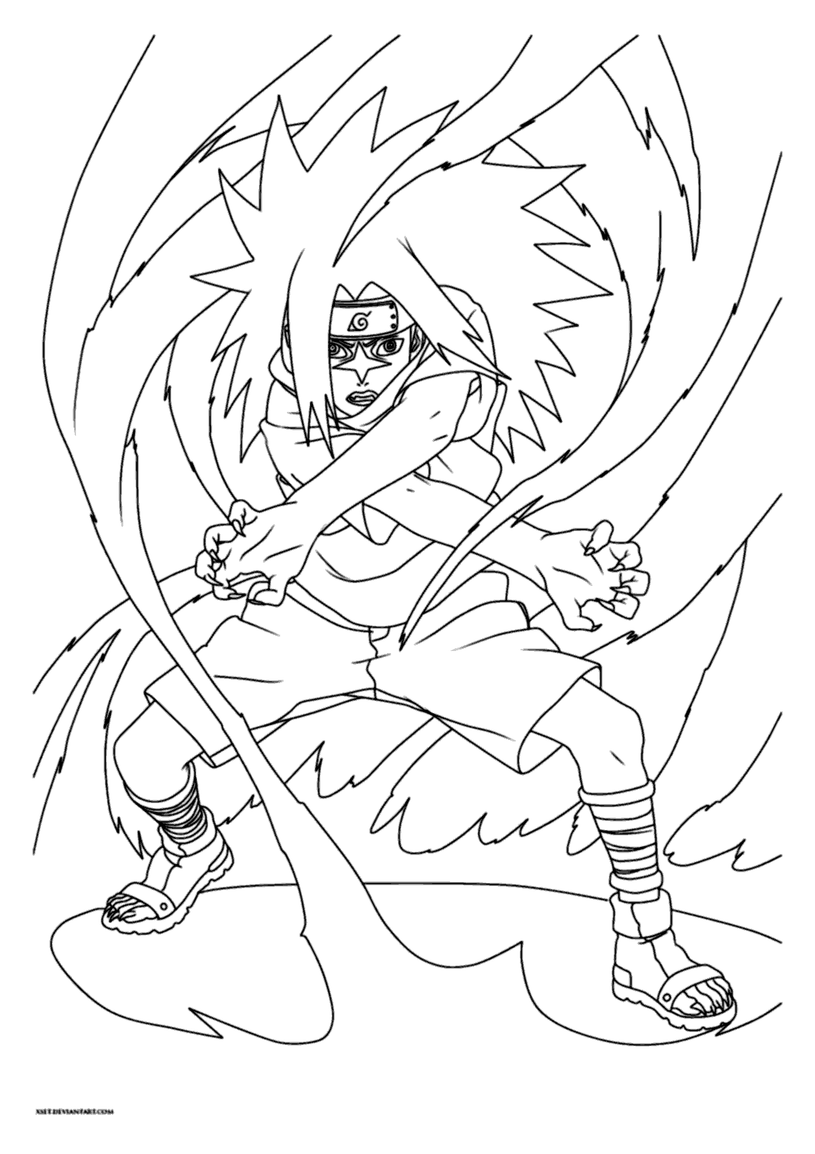 Desenho do Sasuke para colorir, imprimir e pintar