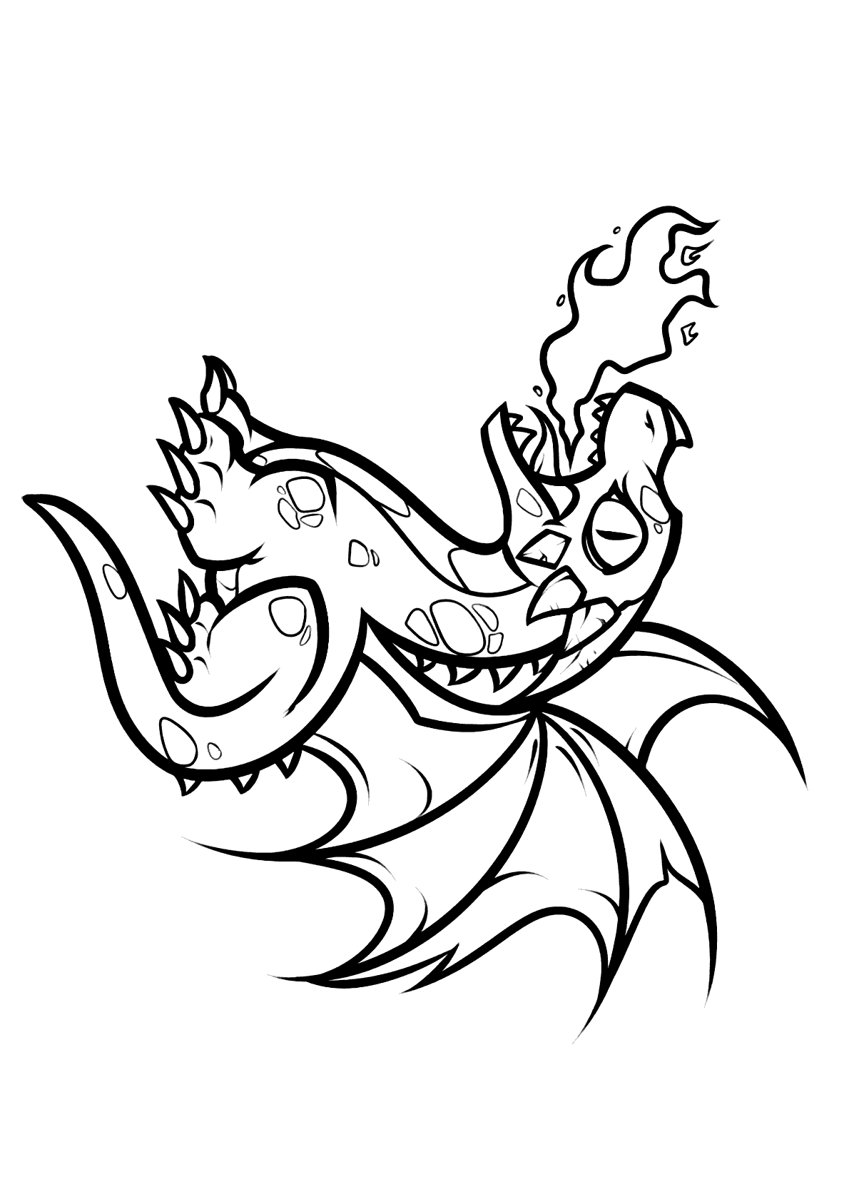Dragão cuspindo fogo para colorir - Imprimir Desenhos