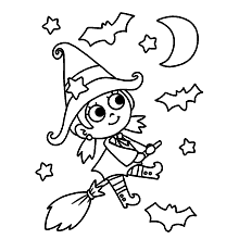 halloween para colorir bruxa e morcego