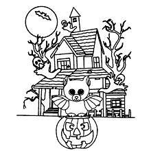 halloween para colorir casa dos monstros