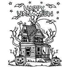 halloween para colorir casa mal assombrada