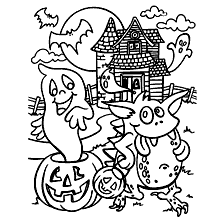 halloween para colorir castelo dos monstros