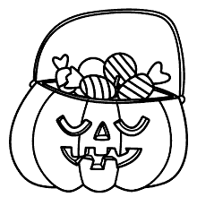 halloween para colorir cesta de doces