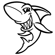 tubaroes para colorir sorrindo