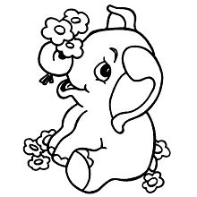 elefante para colorir florzinhas