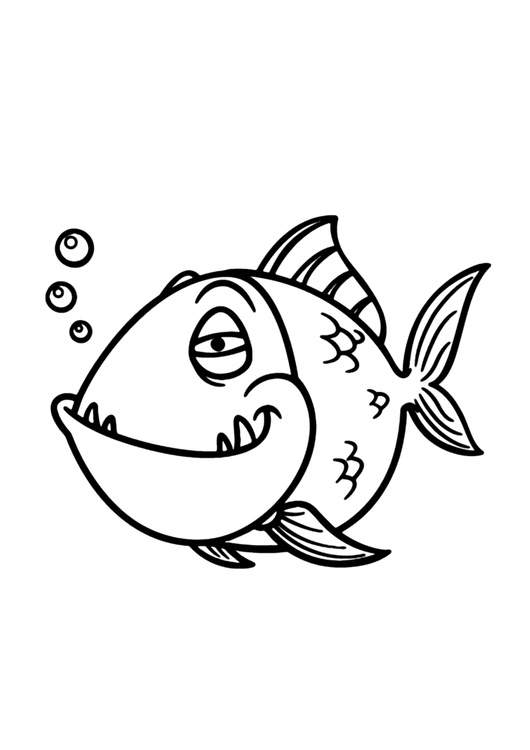 Peixe Piranha Para Colorir Imprimir Desenhos 0552