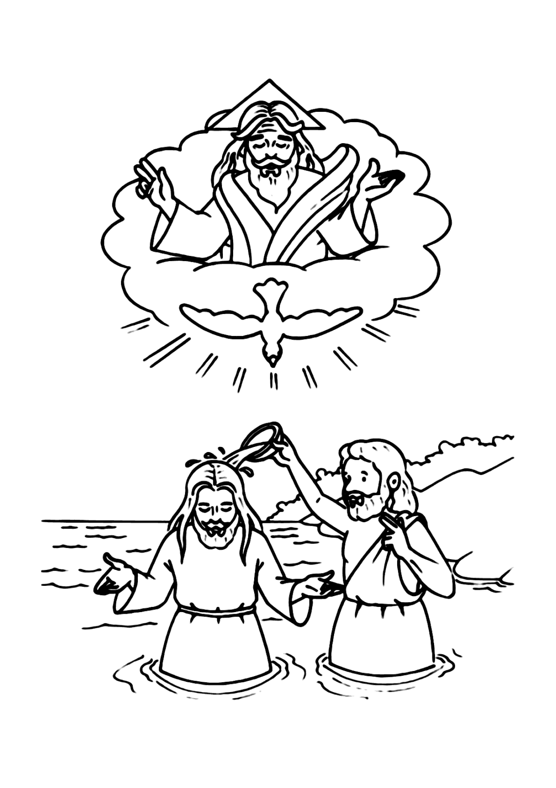 Batismo de Jesus para colorir - Imprimir Desenhos