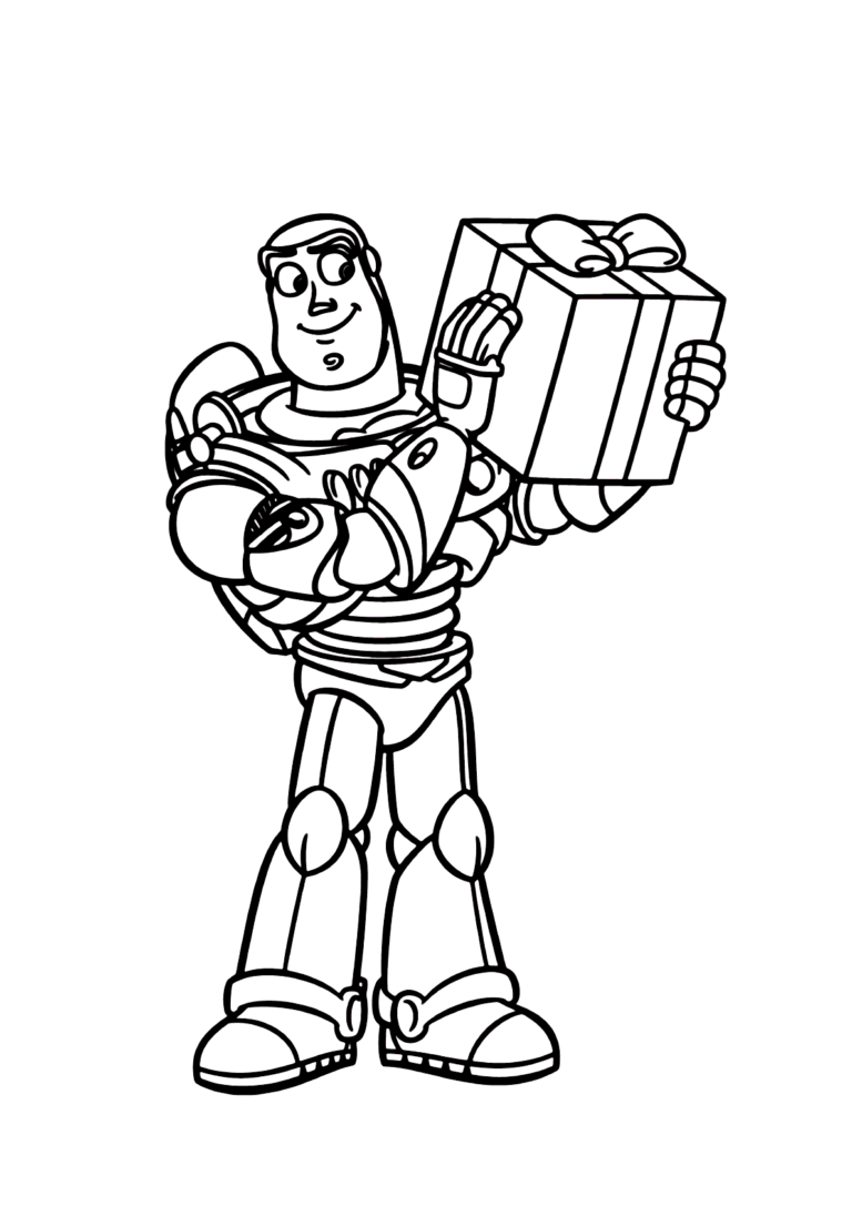 Buzz com presente para colorir - Imprimir Desenhos