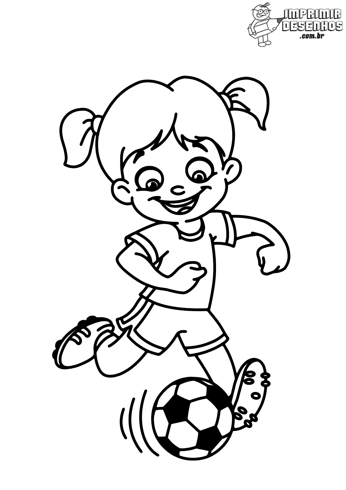 menina jogando futebol para colorir isolado 6823513 Vetor no Vecteezy