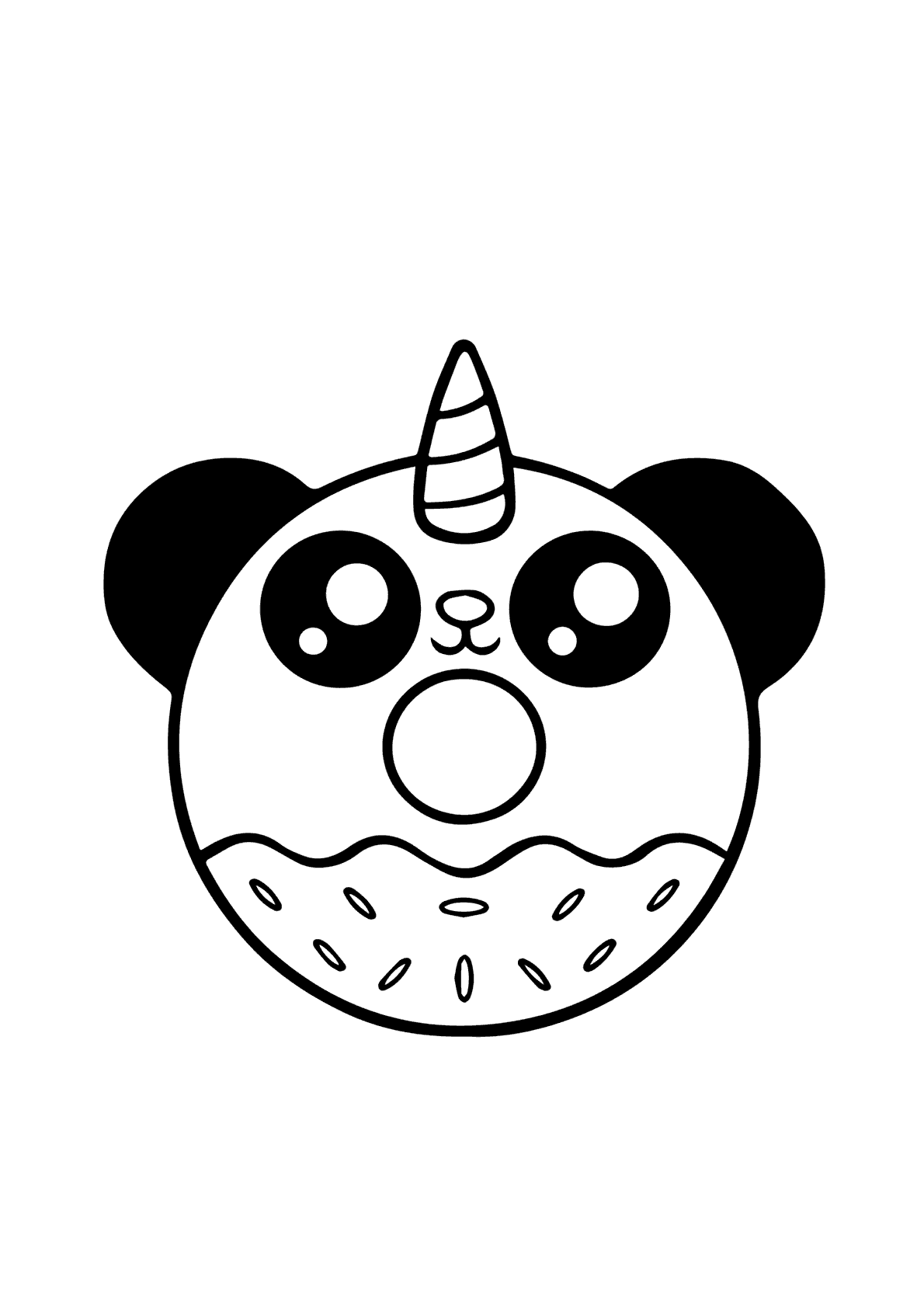 Panda no donut para colorir - Imprimir Desenhos