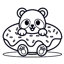 panda para colorir donut