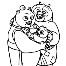 panda para colorir familia