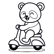 panda para colorir moto