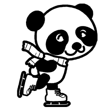 panda para colorir patinando