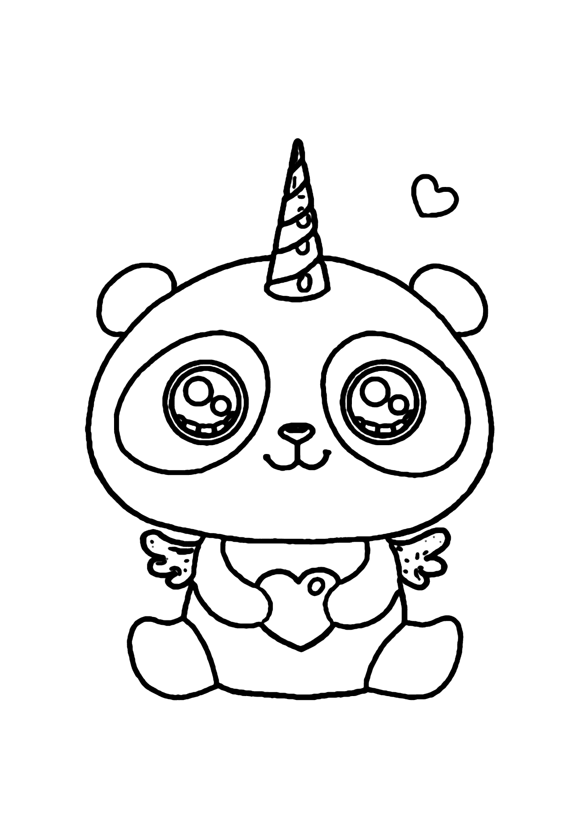 Panda unicórnio para colorir - Imprimir Desenhos