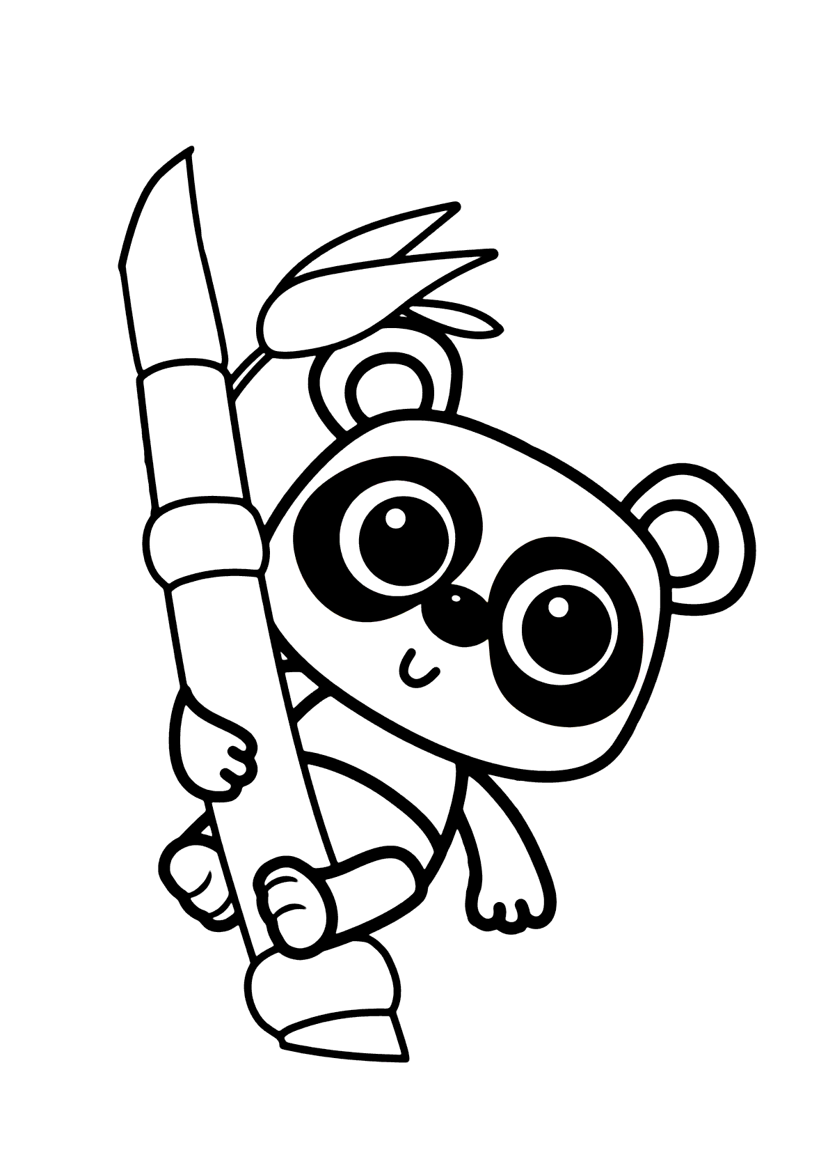 Desenho de Panda come bambu para colorir