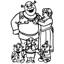 shrek para colorir familia