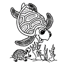 tartaruga para colorir nadando