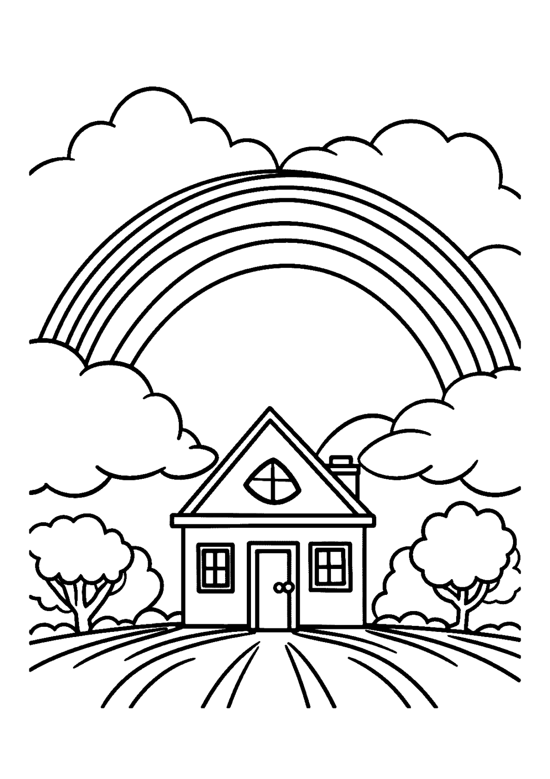 Paisagem com casa para colorir - Imprimir Desenhos