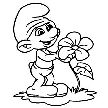 smurfs para colorir florzinha